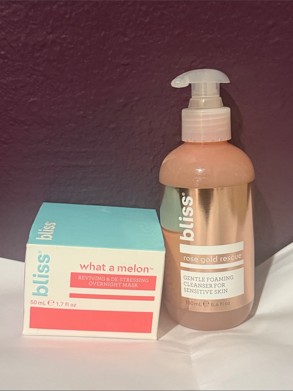 Bliss Rose Gold Rescue Gentle Foaming Cleanser for sensitive skin and Bliss mask